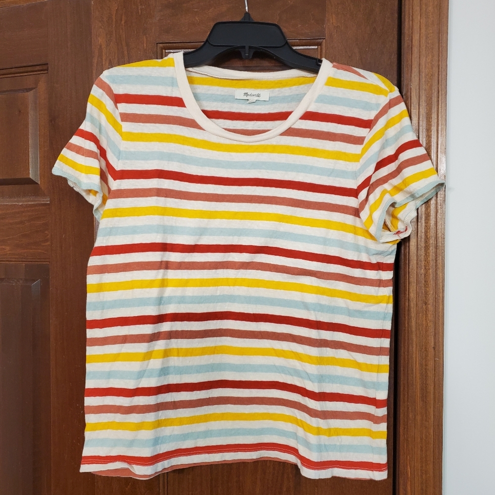 Madewell Cotton Striped Tee T-Shirt Size Large